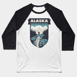 Alaska Fly Fishing Action Design Baseball T-Shirt